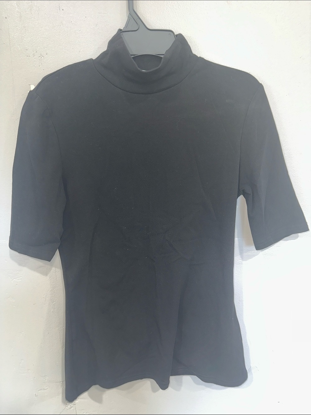 Women's Black Short-Sleeve Turtleneck Tee